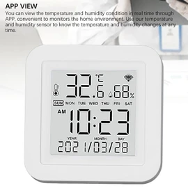 Temperature and Humidity Sensor, Wireless Digital Hygrometer Thermometer with LED Indicator, Remote App Monitoring and Control, for Living Room, Bedroom, Closet, Wine Cooler