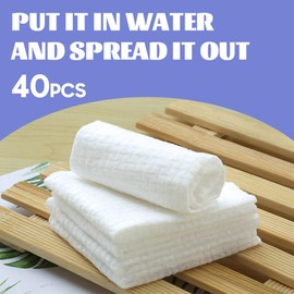 40PCS Compressed Towels,Mini Compressed Towel, Disposable Face Compressed Towels, Soft Compressed Hand Wipe, Portable Compressed Coin Tissue for Travel/Home/Outdoor Activities（8X9in）