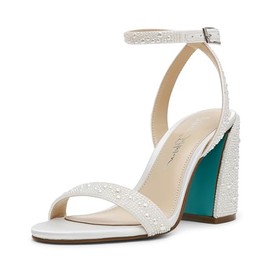 Betsey Johnson Women's Jet Heeled Sandal, Pearl, 11