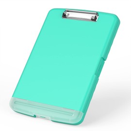 Rimilak Plastic Clipboard with Storage, High Capacity Nursing Clipboards with Pen Holder, Slim Clipboard Storage Box with Heavy Duty Clips, Clipboard Folder Side-Opening, Green