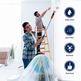 ARVO Large Plastic Dust Sheets for Decorating - 12ft X 9ft (3.6m x 2.7m), Dust Sheet for Painting, Ideal for Protecting Furniture, Flooring, Dust Proof and Water Proof Polythene Sheet (Pack of 3)