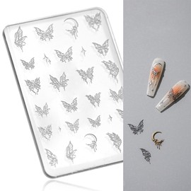 U-Shinein Nail Art Silicone Mold, Butterfly Stars Moon Nail Decoration Silicone Mold, 3D Nail Art Carving Mold Templates for Precise Embossed Pattern, Nail Tools Nail Charms for Acrylic Nail DIY Craft