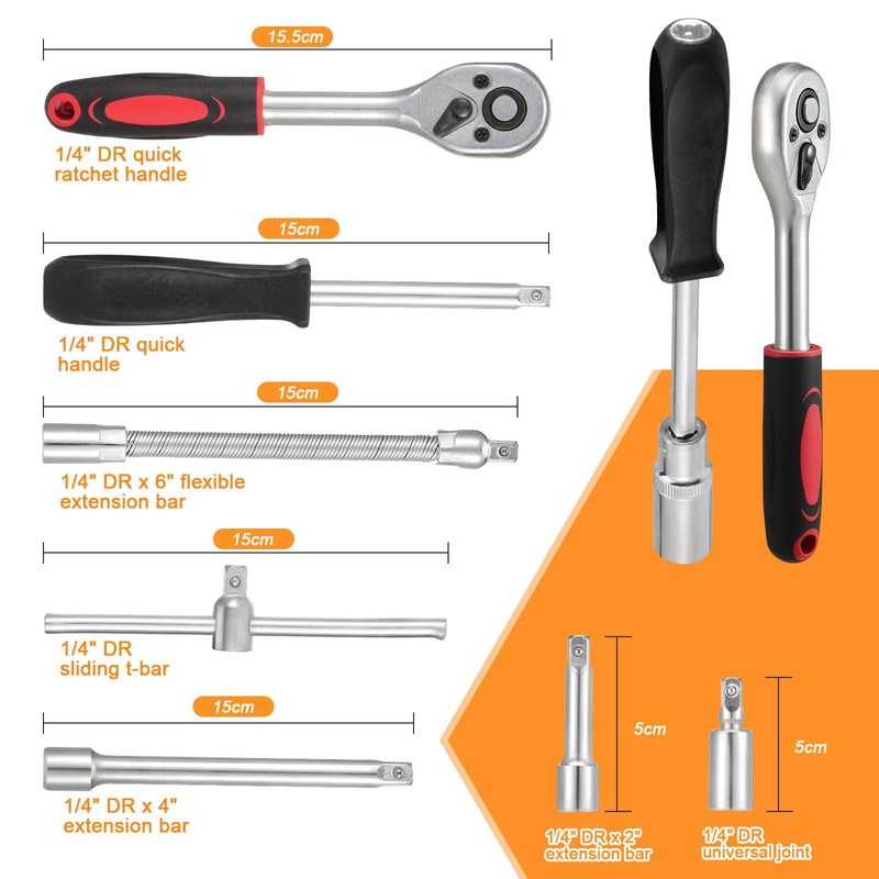 Faankiton 53-Piece Socket Spanner Set, Ratchet Box 1/4 Inch Socket