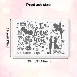 Rnigra 5pcs Stencils for Painting, Mixed Size Love and Birthday Themed Stencils for Crafts Reusable, Paint Stencils, for Scratch Art, Canvas, Birthday and Wedding Cards, DIY Craft Making