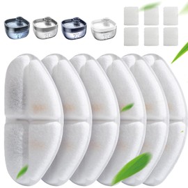 6 Pack of Filter & 6 Pump Sponges FEELNEEDY only for (FN-W05) 7L/1.8Gal Dog Water Fountain, Dog Water Bowl Dispenser