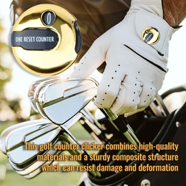 Golf Score Counter, Golf Stroke Counter Mini Clicker with Clip Golf Score Keeper Simple Attachment to Scorekeeper Up to 12 Shots Score with One Touch Reset - Golden