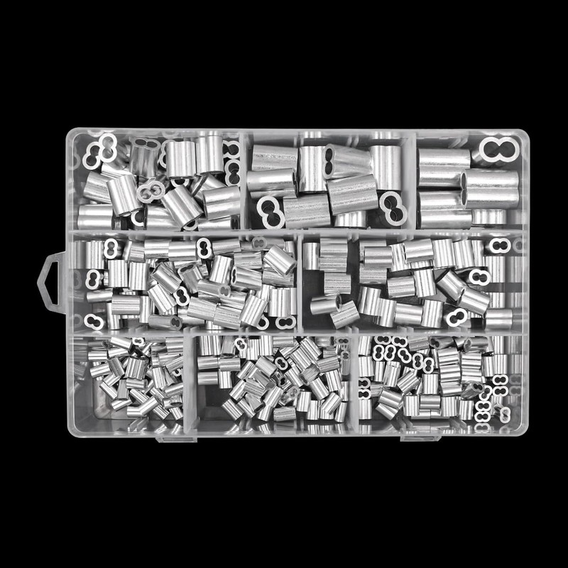 315 pcs NUZAMAS Aluminum Crimping Loop Sleeve Double Barrel Ferrule