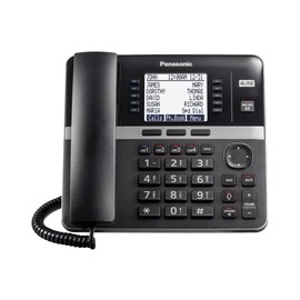 Panasonic DECT 6.0 Plus Sistema telefónico de 4 líneas para pequeñas y medias, estación base con cable (consola principal), ampliable hasta 10 de forma inalámbrica, conferencias de 6 vías - KX-TGW420B (negro) (renovado)