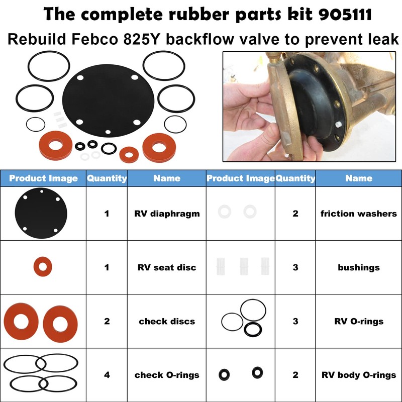 905111 Whole Rubber Repair Kit Fit for Febco Backflow 825Y