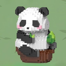 Panda Building Block, 1 Set Cute Animal Building Block DIY Room Model Assembly Gift, Creative Cute Desktop Ornament, Display Model Assembly Toy:_Black And White_one size