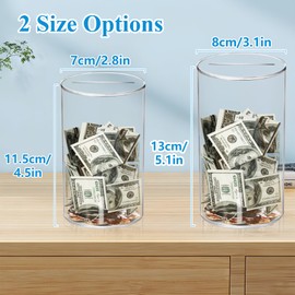 Klmnop Acrylic Piggy Bank, Openable Piggy Bank for Kids, Repeatable Money Saving Jar, Clear Money Jar for Cash Saving(2.8"×4.5")
