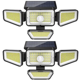 Etetale Solar Lights Outdoor, 3000LM Solar Powered Motion Sensor Light, IP65 Waterproof Security Flood Light with 3 Modes, 16-26FT Detection, 6.5-10FT Mounting Height for Wall, Garage, Yard (2 Pack)