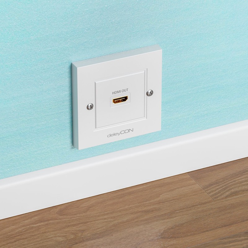 deleyCON HDMI Wall Socket 1x HDMI Port Flush-Mounted 3D Full