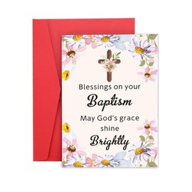 Baptism Cards for Girls, Religious Bible Quote Prayer, First Communion Gifts for Girls, Religious Confirmation Gifts for Teen Goddaughter, Christian Card for Adult Teen Her Women Birthday Easter Day