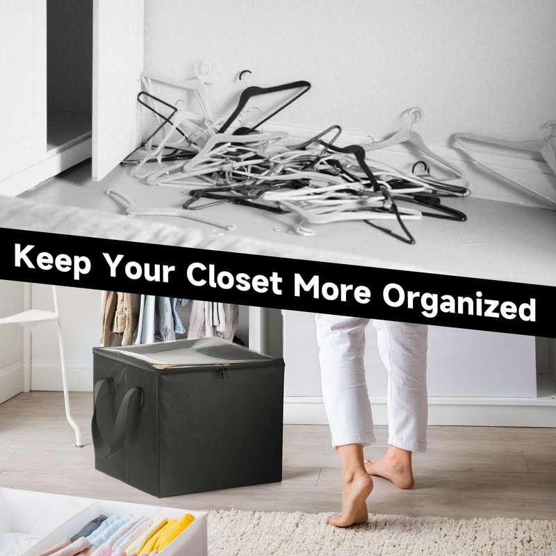 Clothes Hanger Organizer Holder, Rigid Hanger Storage Containers with Transparent