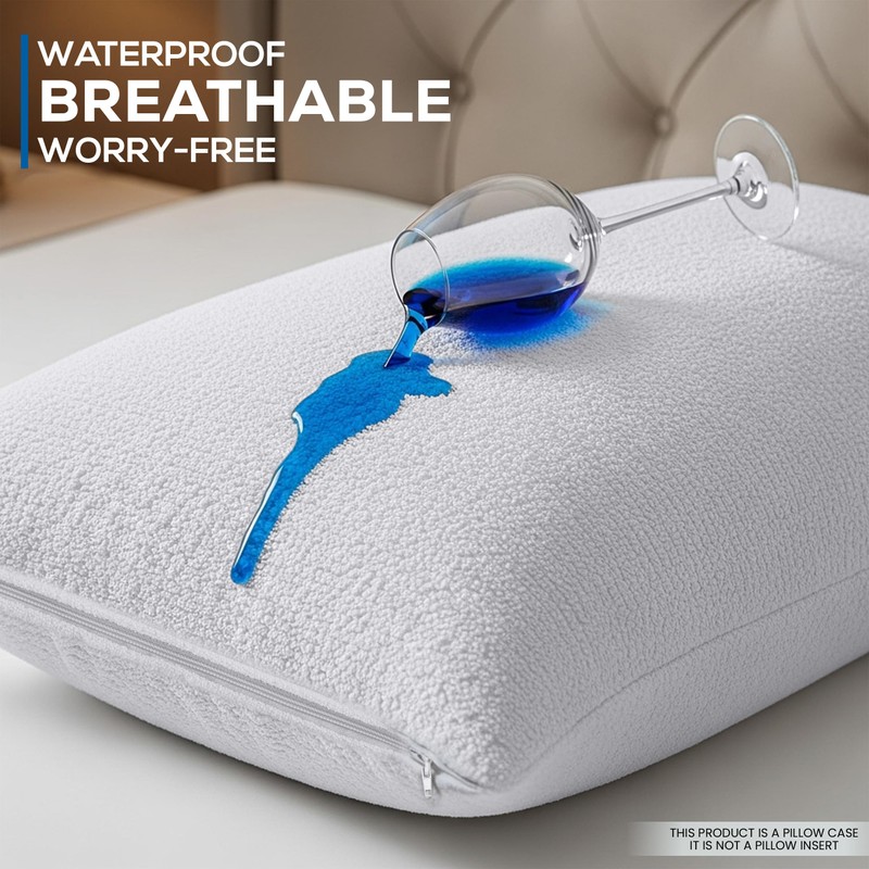 Utopia Bedding Set of 2 Waterproof Pillow Protectors with Zipper