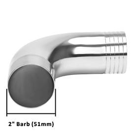 DERNORD Sanitary Hose Barb Fitting 304 Stainless Steel 2" Barbed x 2" Barbed 90 Degree Elbow