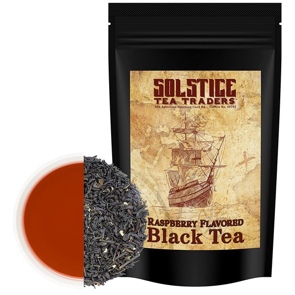 Raspberry Flavored Loose Leaf Black Tea (8-Ounce Bulk Bag), Makes 100+ Cups of Fruit Tea