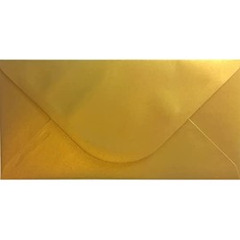 DL (110mm x 220mm) Coloured Envelopes for Greetings Cards Party Invitations & Craft - Pack of 24 (Metallic Gold)