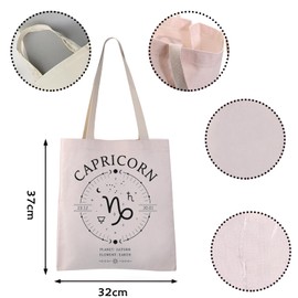 VAMSII Zodiac Sign Canvas Tote Bag Capricorn Constellation Merchandise Gift Constellation Inspired Gift (CAPRICORN tote)