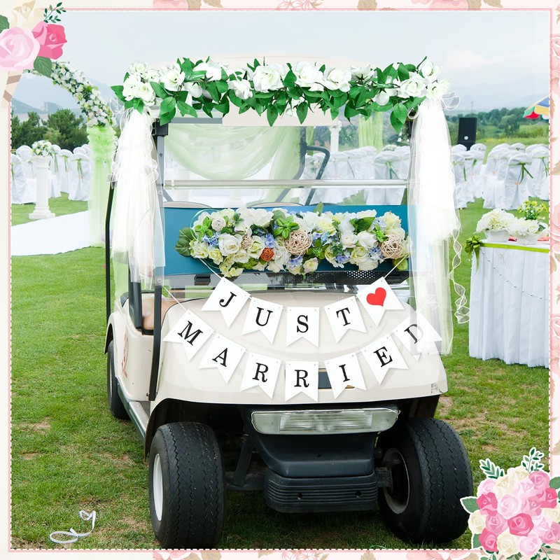 Wedding Golf Cart Decorations Golf Cart Rose Garland with Just