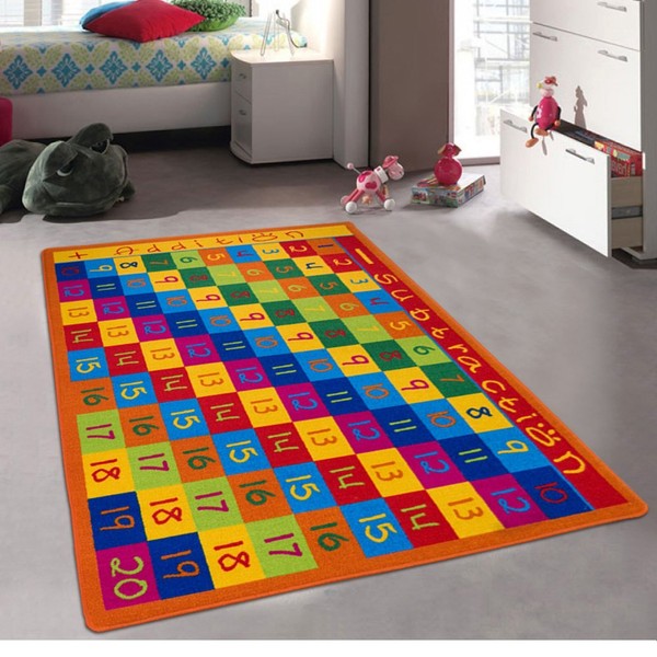 iSavings Kids/Baby Room/Daycare/Classroom/Playroom Area Rug. Math. Numbers Chart. Educational. Fun. Non-Slip Gel Back. Bright Colorful Vibrant Colors (5 Feet X 7 Feet)