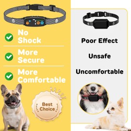 Dog Bark Collar, No Shock Anti-Bark Collar with 3 Modes (Beep/Vibration/Beep+Vibration), Rechargeable & Waterproof Bark Control Collar, Adjustable Sensitivity, LED Display, Safe for Small Medium Dogs