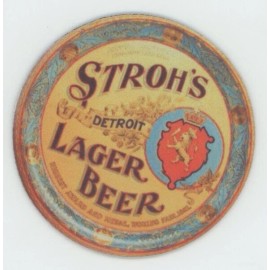 Strohs Stroh's Lager Beer COASTER - Cerveza Bier - Detroit Michigan Vintage Design