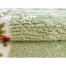 Sytian Cute Rose Flower Area Rugs for Bedroom Living Room Bathroom Non Slip Floral Bath Mat Small Rugs for Bedroom Kitchen Coquette Room Decor Aesthetic Vintage Decor (Green, 17.7'' X 47.2'')