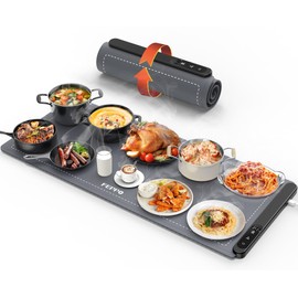 FEPPO Food Warming Mat, (XXL 36"x16") Food Warmers for Parties Buffet, Upgrade High-tech Graphene Heating, Fast Full Surface Electric Warming Tray with 6 Level Temperature and 6 Hours Timer