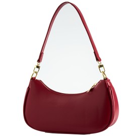 Shoulder Bags for Women Leather Cute Hobo Tote Handbag Under the Arm Purses Mini Clutch Purse with Zipper Closure (red)