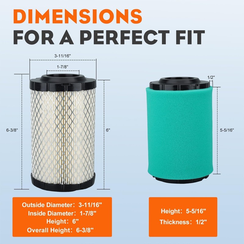 Hipa 2 Pack 32 083 13-S Air Filter for Kohler