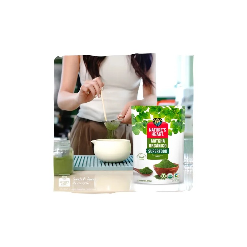 Matcha Orgánico Antioxidante Nature's Heart Superfood Bolsa Resellable de 100g