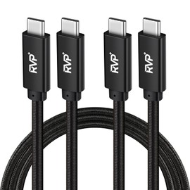 RVP+ USB C to USB C Cable (2Pack, 100W, 6FT), Nylon Braided 3.2 Gen 2 USB-C Cable, 20Gbps Fast Charging Cable - Black