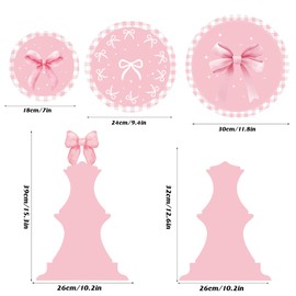 Fjoron Pink Bow Theme 3-Tier Round Cardboard Cupcake Stand, Holds 8-12 Cupcakes, Waterproof & Reusable, Easy to Assemble, Ideal for Bachelorette, Wedding, Birthday Parties