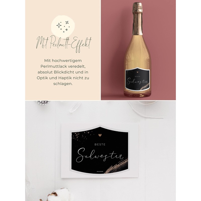 JoliCoon Best Sister Gift - Bottle Label - 9.3 x