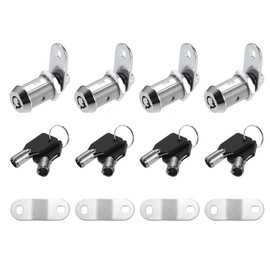 X AUTOHAUX 4 Set Chrome Finish Cam Lock RV Storage Locks Keyed Alike 1-1/8" Cylinder Fits on 7/8" Max Door Thickness with 8 Keys for RV Compartment Camper