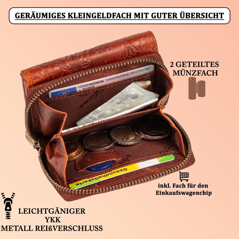 MATADOR 558 Small Wallet, Brown flowers, Minimalist