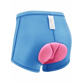 qualidyne Women's Cycling Underwear 4D Padded Gel Bike Bicycle Shorts Mountain Undershorts Riding Briefs Light Blue