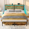 Rolanstar Bed Frame King Size with USB Charging Station, LED