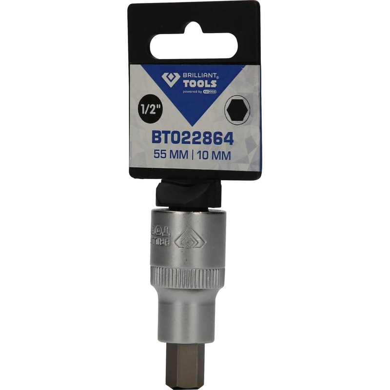 BRILLIANT TOOLS BT022864 1/2 Inch Hex Bit Socket, 55 mm
