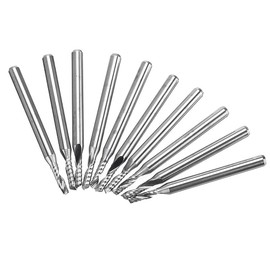 Bestgle 10pcs 1/8" Shank Tungsten Carbide End Mill Cutter, Single Flute Spiral Bit Edged Milling Cutter CNC Rotary Bits Set (3.175 x 2mm)
