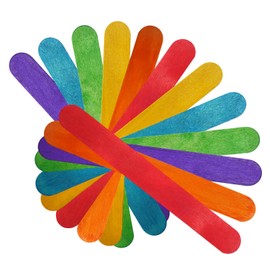 KTOJOY 6” 50 Pcs Colored Jumbo Wooden Craft Sticks Wooden Popsicle Colored Craft Sticks Stick 3/4”Wide Treat Sticks Ice Pop Sticks for DIY Crafts，Home Art Projects, Classroom Art Supplies