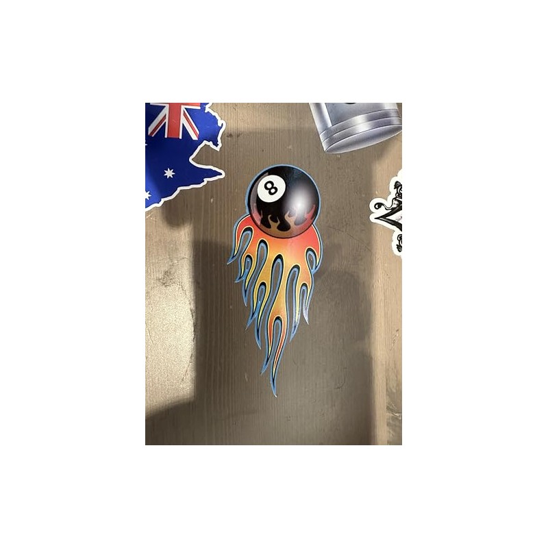 Flaming 8 Ball Sticker Bumper Sticker Laptop Sticker Toolbox Sticker