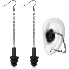 Misdary Earplug Earrings for Earplugs with Case Soft Silicone Earplugs Hanger for Concert, Music Festival, DJs, Nightclub, Traveling, Drummers, and Other Loud Events Statement, Black