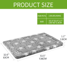 EMPSIGN Dog Crate Pad - Reversible Kennel Mat (Cool & Warm), Machine Washable, Cozy Star Pattern Sleeping Pad for Small Medium Large Dogs, All-Season Pet Bed, Suitable for 54"x37" Dog Crate, Grey