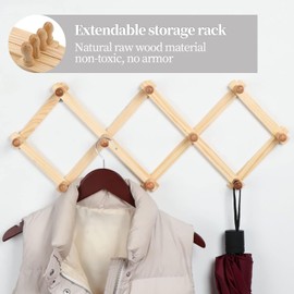 Accordian Wall Hanger Vintage Wooden Wall Mounted Coat Rack Coat Hook 98cm Closet Hooks