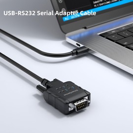 DriverGenius SerialPulseX USB-C to Serial RS232 DB9 Adapter with 9 x LED Indicators - Prolific PL2303GC - Compatible with Windows 11, macOS 15, Linux (USB232A-E-C, 3ft/1m)