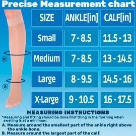 ABSOLUTE SUPPORT Made in USA - Compression Socks for Women Circulation 20-30mmHg - Womens Sheer Compression Stockings for Swelling, Lymphedema, DVT, Post Surgery Recovery - Nude, Large - A205NU3