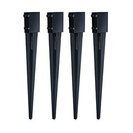 Fence Post Anchor Ground Spike Metal Black Powder Coated 36 x 4 x 4 Inches Outer Diameter (Inner Diameter 3.5 x3.5 Inches), Pack of 4